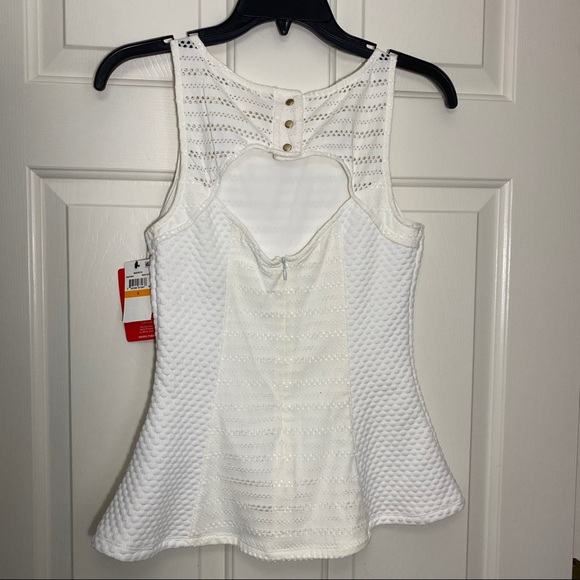 Marilyn Monroe NWT Off White Armless Peplum Top S - Picture 2 of 15